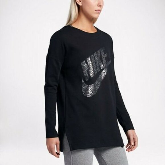 ✨BOGO Nike Crew Sweatshirt Black Metallic HW8673 - Picture 8 of 8